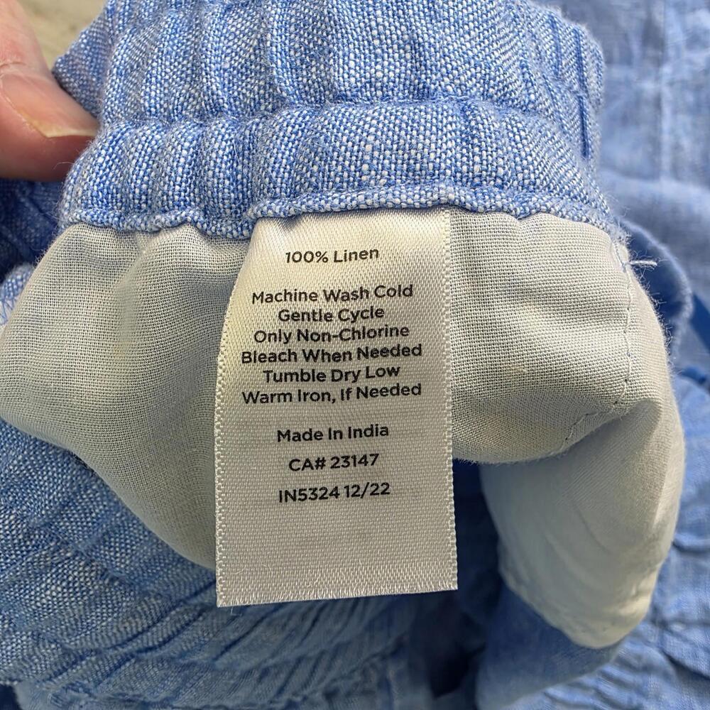 Talbots Pants Womens XL Blue 100% Linen Drawstring Elastic Waist Cargo Pocket - Picture 4 of 8